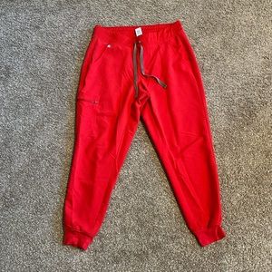 FIGS Pop Red Zamora Jogger Scrub Pants